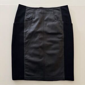 Nanette Lepore Black Leather Panel Skirt